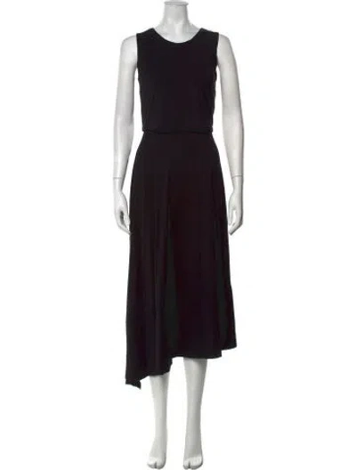 Pre-owned Cuyana Crew Neck Midi Length Dress In Black