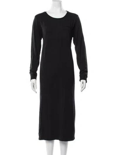 Pre-owned Cuyana Crew Neck Midi Length Dress In Black