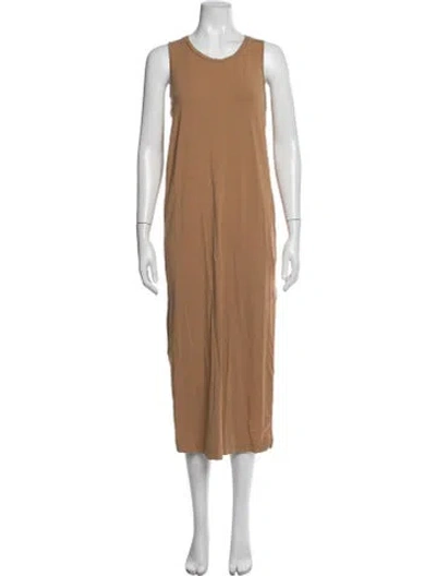 Pre-owned Cuyana Crew Neck Midi Length Dress In Brown
