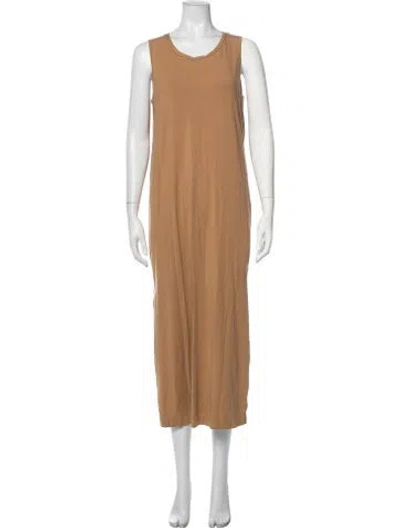 Pre-owned Cuyana Crew Neck Midi Length Dress In Brown
