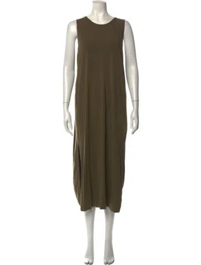 Pre-owned Cuyana Crew Neck Midi Length Dress In Green