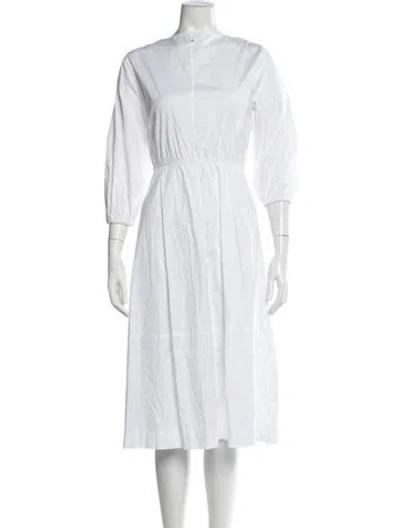 Pre-owned Cuyana Crew Neck Midi Length Dress In Neutral