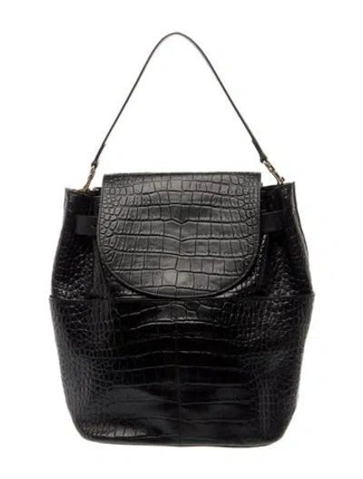 Pre-owned Cuyana Embossed Leather Bucket Bag In Black