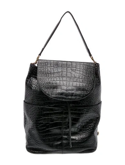 Pre-owned Cuyana Embossed Leather Bucket Bag In Black