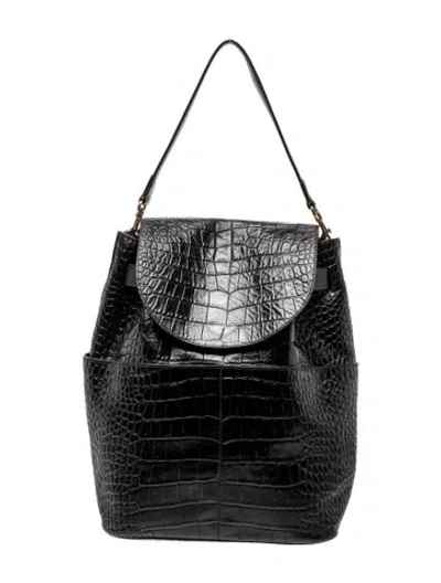 Pre-owned Cuyana Embossed Leather Bucket Bag In Black