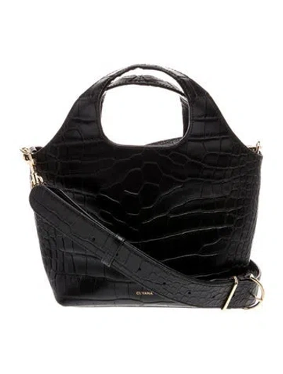 Pre-owned Cuyana Embossed Leather Top Handle Bag In Black