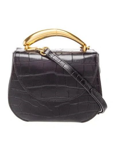 Pre-owned Cuyana Embossed Leather Top Handle Bag In Black