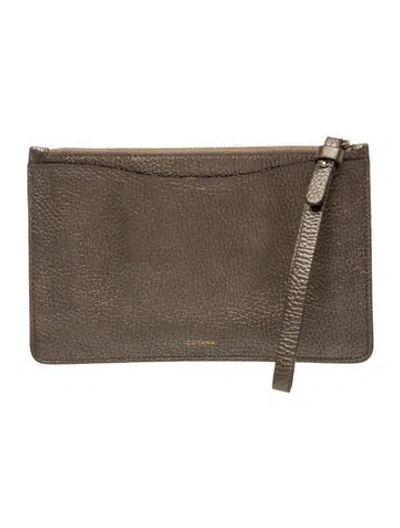 Pre-owned Cuyana Leather Clutch In Grey