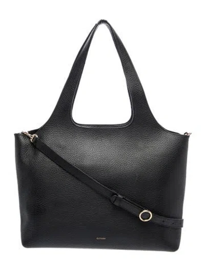Pre-owned Cuyana Leather Messenger Bag In Black