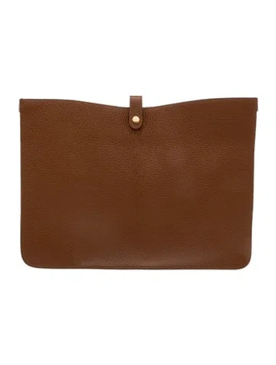 Pre-owned Cuyana Leather Portfolio In Brown