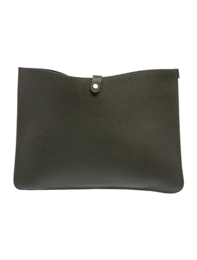 Pre-owned Cuyana Leather Portfolio In Green