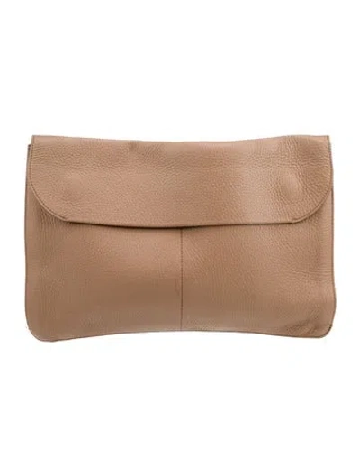 Pre-owned Cuyana Leather Portfolio In Neutral