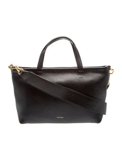 Pre-owned Cuyana Leather Top Handle Bag In Black