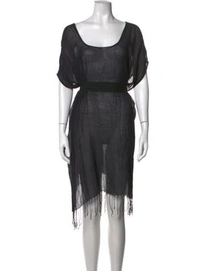 Pre-owned Cuyana Linen Knee-length Dress In Black