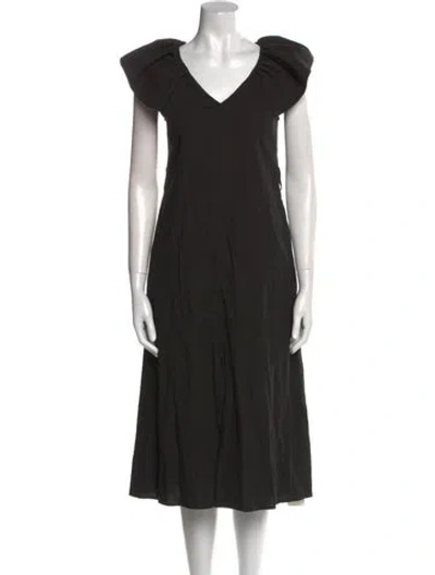 Pre-owned Cuyana Linen Midi Length Dress In Black