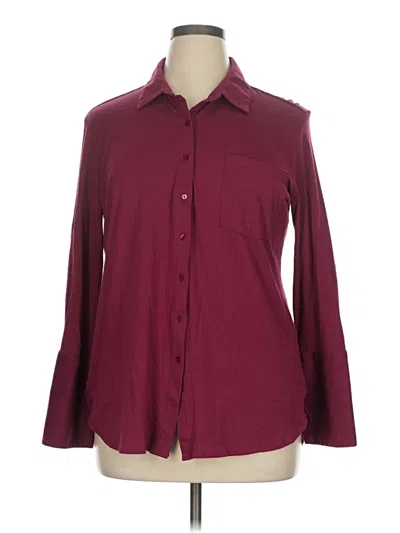 Pre-owned Cuyana Long Sleeve Polo Shirt In Burgundy