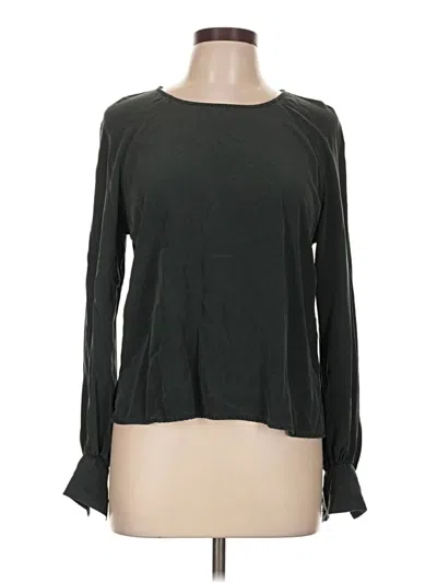 Pre-owned Cuyana Long Sleeve Silk Top Black Keyhole Neckline Tops