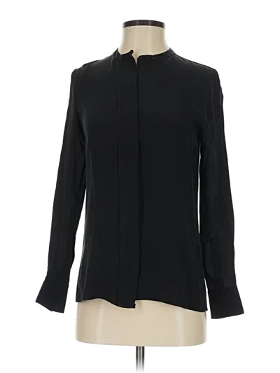 Pre-owned Cuyana Long Sleeve Silk Top Black Mock Neckline Tops