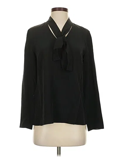Pre-owned Cuyana Long Sleeve Silk Top Black Tie Neck Tops