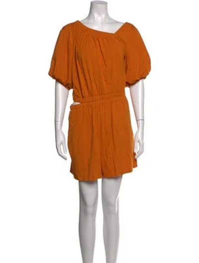 Pre-owned Cuyana Off-the-shoulder Romper In Orange