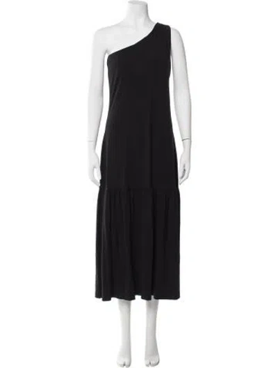 Pre-owned Cuyana One-shoulder Midi Length Dress In Black
