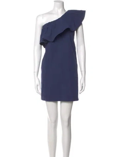 Pre-owned Cuyana One-shoulder Mini Dress In Blue