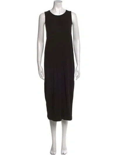 Pre-owned Cuyana Scoop Neck Midi Length Dress In Black