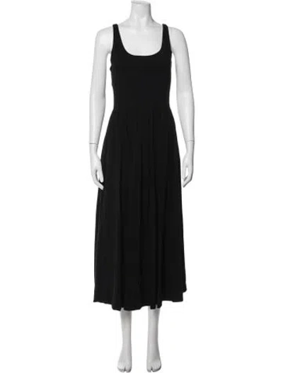 Pre-owned Cuyana Scoop Neck Midi Length Dress In Black