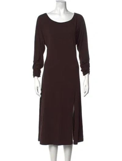 Pre-owned Cuyana Scoop Neck Midi Length Dress In Brown