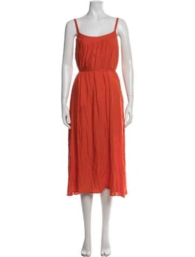 Pre-owned Cuyana Scoop Neck Midi Length Dress In Orange