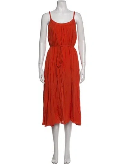 Pre-owned Cuyana Scoop Neck Midi Length Dress In Orange