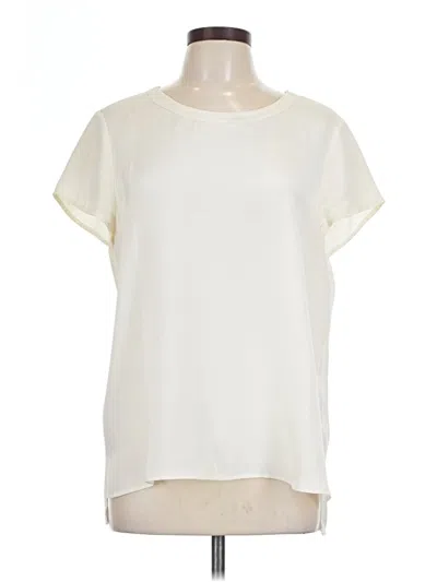 Pre-owned Cuyana Short Sleeve Silk Top Ivory Crew Neck Tops In White