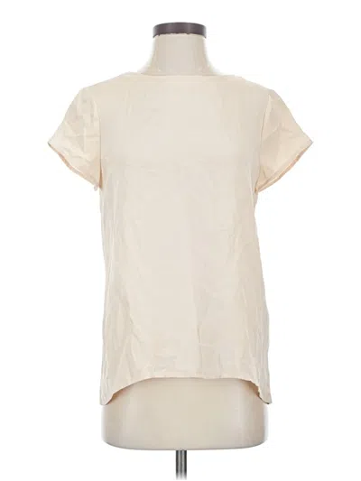 Pre-owned Cuyana Short Sleeve Silk Top Ivory High Neck Tops In White