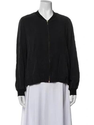 Pre-owned Cuyana Silk Bomber Jacket In Black