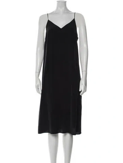 Pre-owned Cuyana Silk Midi Length Dress In Black