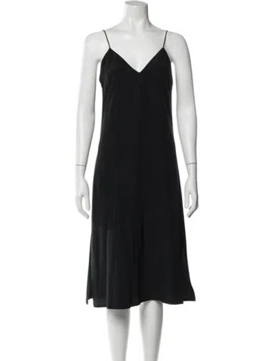 Pre-owned Cuyana Silk Midi Length Dress In Black