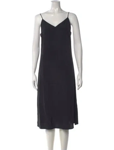 Pre-owned Cuyana Silk Midi Length Dress In Black