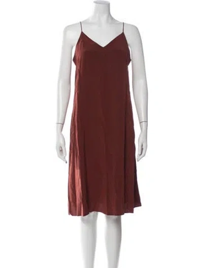 Pre-owned Cuyana Silk Midi Length Dress In Burgundy