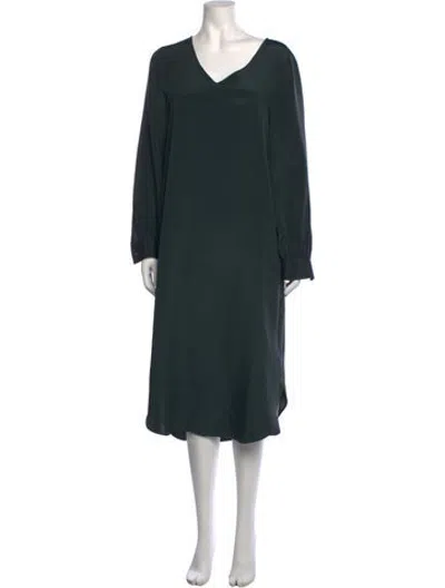 Pre-owned Cuyana Silk Midi Length Dress In Green