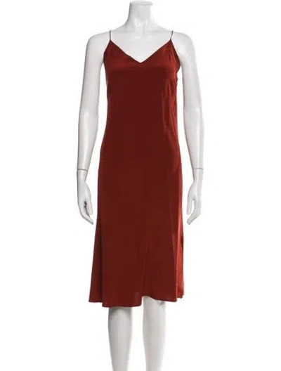 Pre-owned Cuyana Silk Midi Length Dress In Orange