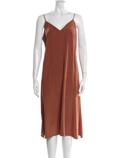 Pre-owned Cuyana Silk Midi Length Dress In Orange
