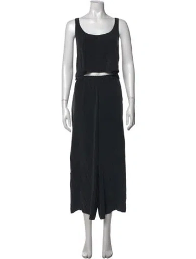Pre-owned Cuyana Silk Scoop Neck Jumpsuit In Black