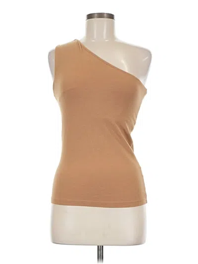 Pre-owned Cuyana Sleeveless Top Tan One Shoulder Neckline Tops