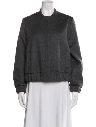 Pre-owned Cuyana Virgin Wool Bomber Jacket In Gray