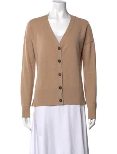 Pre-owned Cuyana Virgin Wool V-neck Sweater In Neutrals