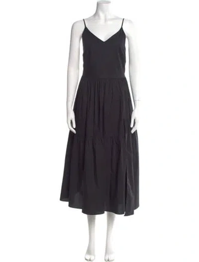 Pre-owned Cuyana V-neck Long Dress In Black