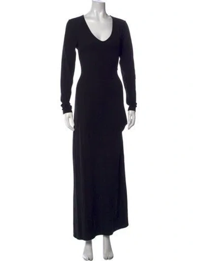 Pre-owned Cuyana V-neck Long Dress In Black