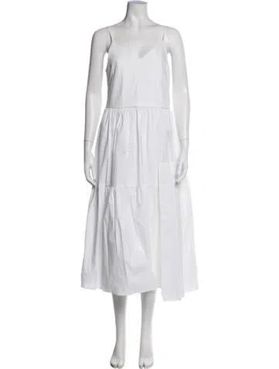 Pre-owned Cuyana V-neck Long Dress In White