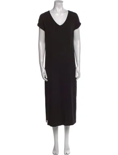 Pre-owned Cuyana V-neck Midi Length Dress In Black