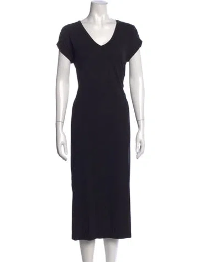 Pre-owned Cuyana V-neck Midi Length Dress In Black